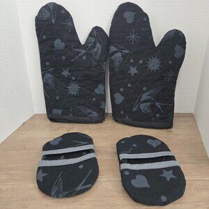 Grandma's Practical 2 Layer Microwave & Oven mitts - Regular/ Adult -Black/Grey